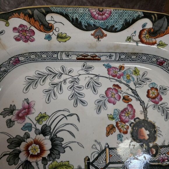 Ridgway Antique Porcelain Meat Platter Dish ANGLESEY pattern с.1830 - Picture 10 of 16
